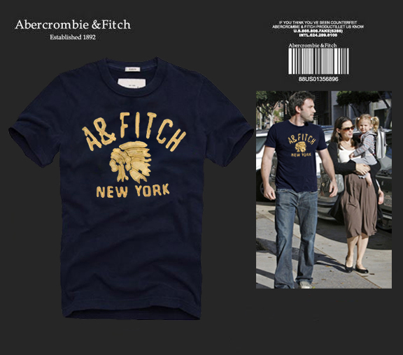 Abercrombie Fitch Hombres De Cuello Redondo Con Gente Fotos Corto Remera AF5710